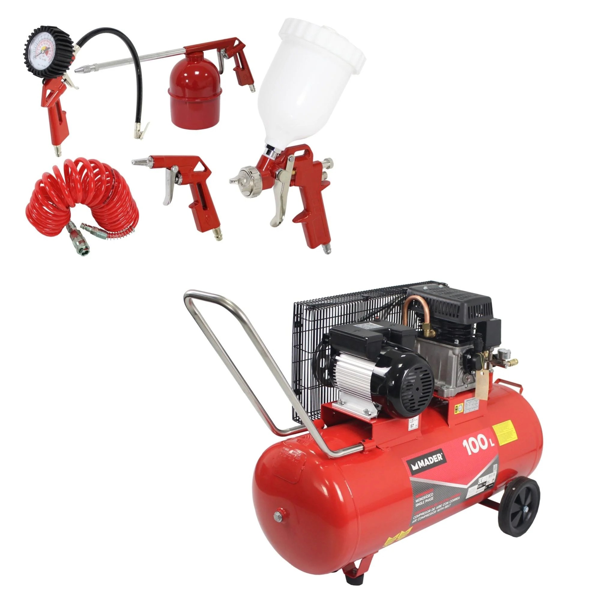 Compresor de aire 100L + juego de pintar 5 unidades Leroy Merlin