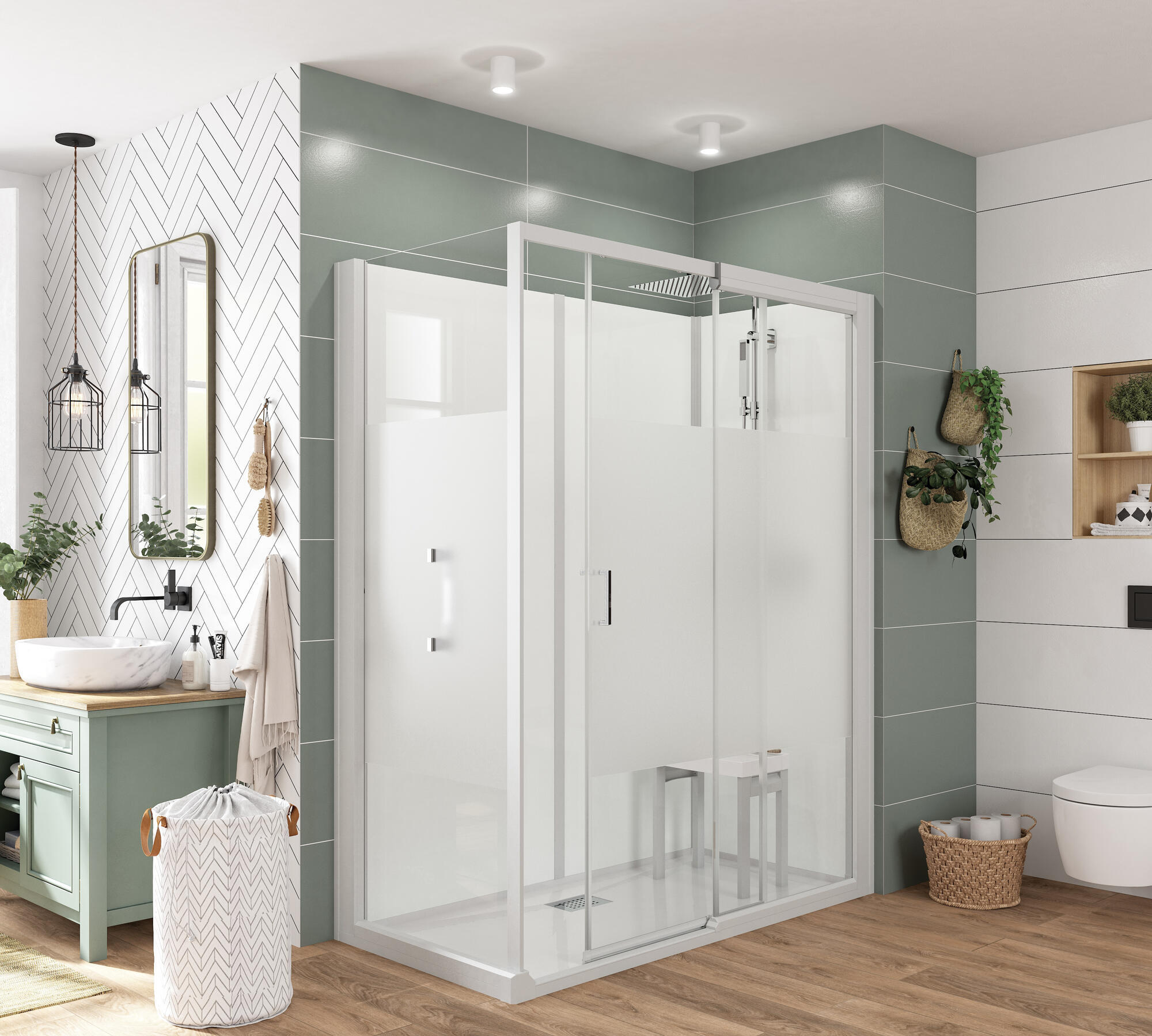 Cabine de douche adaptée seniors et PMR Leroy Merlin