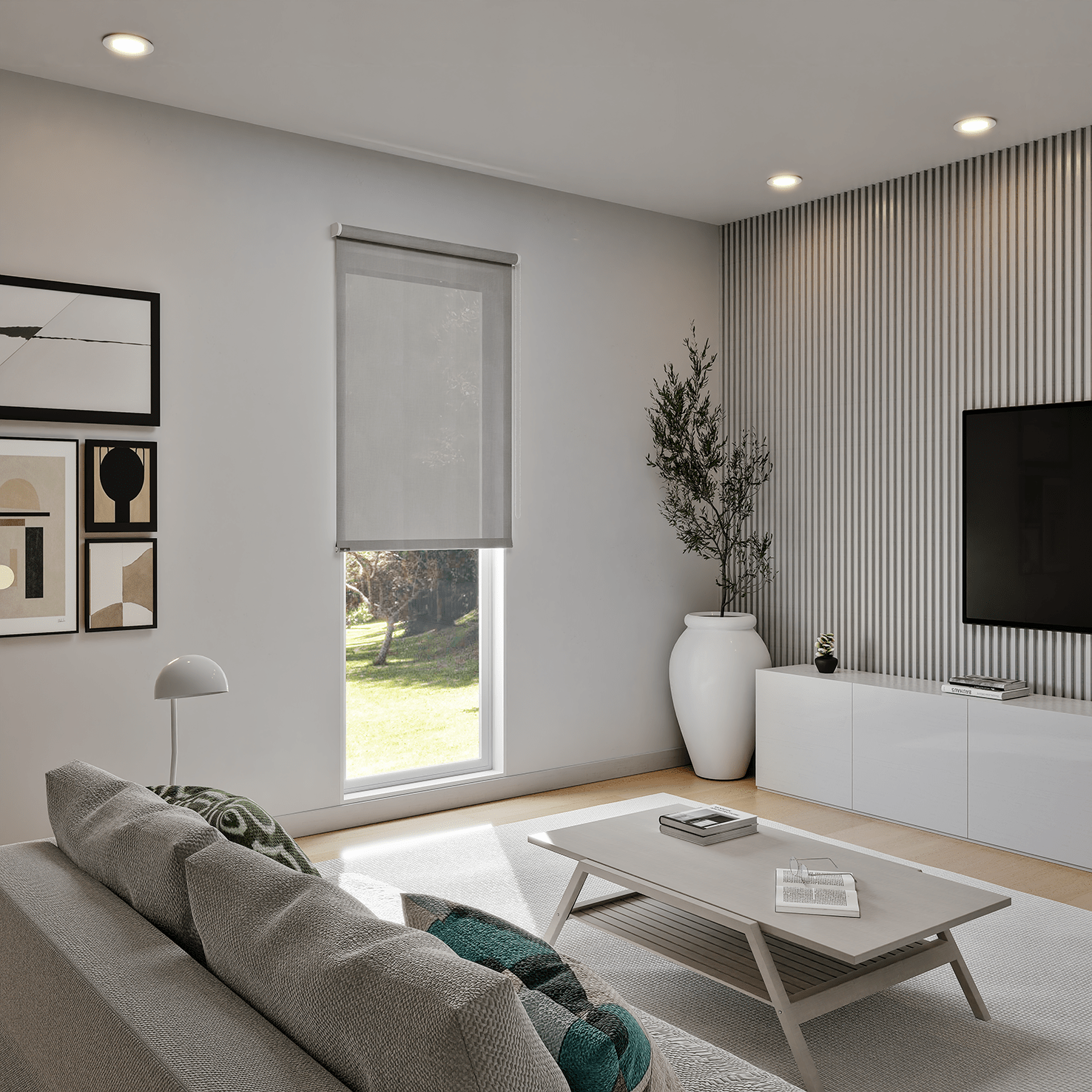 Store enrouleur tamisant Jive gris, l.60 x H.190 cm, INSPIRE Leroy Merlin