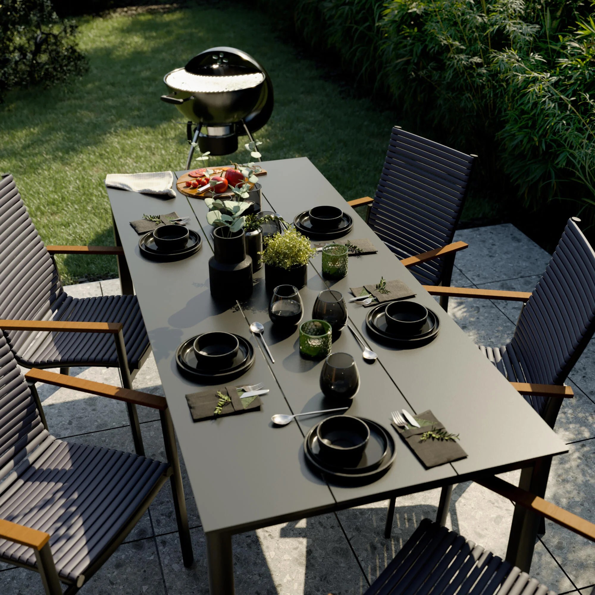 Table de jardin NATERIAL rectangulaire gris / argent 8 personnes