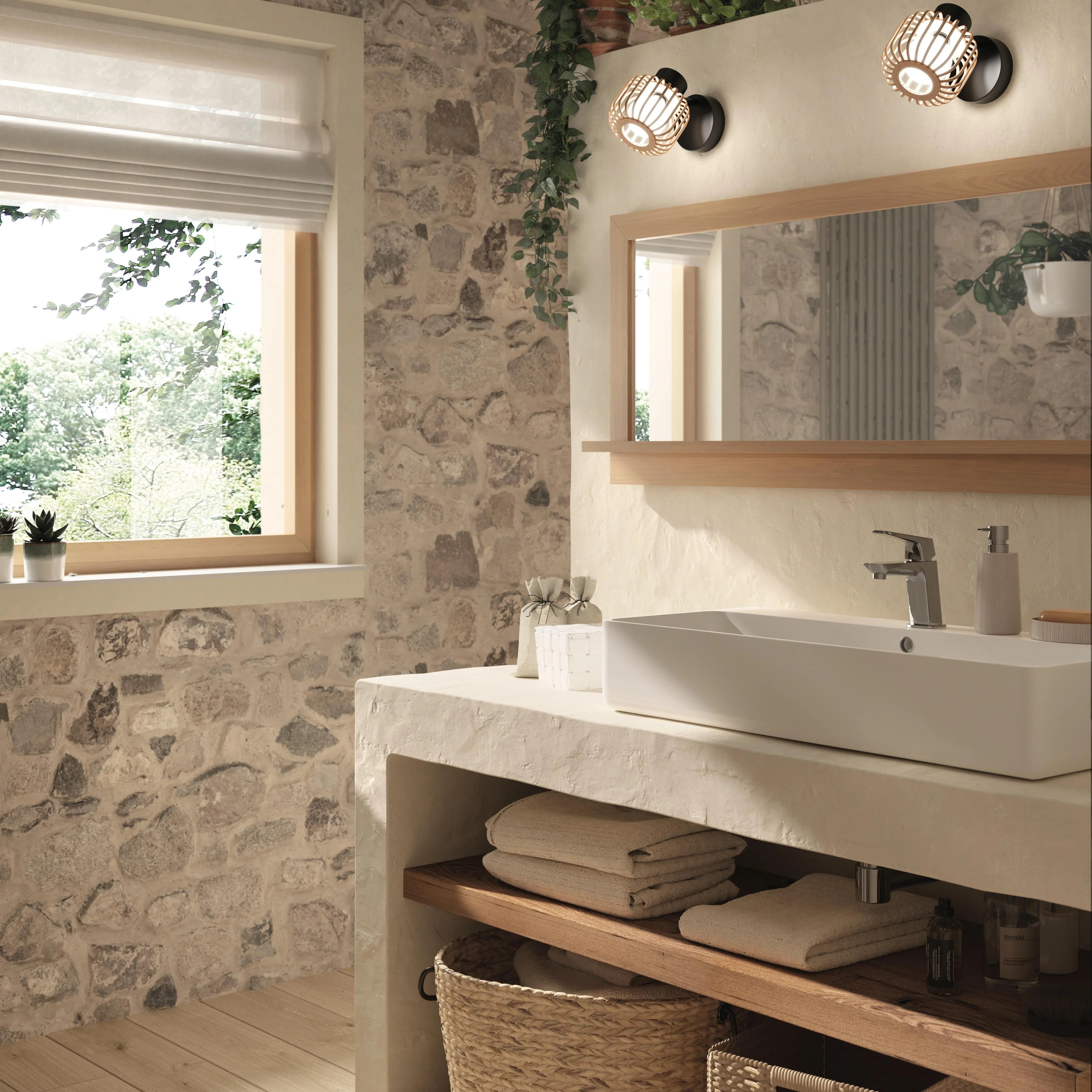 Stile rustico moderno per un bagno in muratura Leroy Merlin