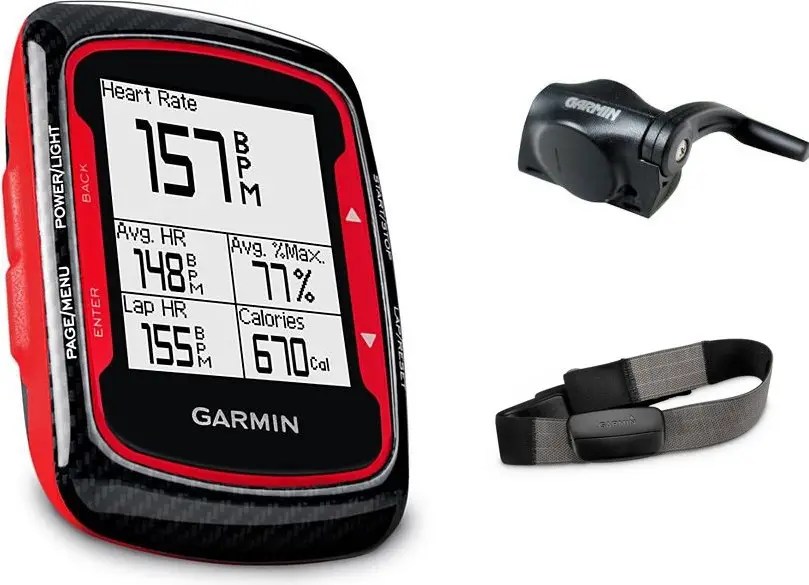 Garmin GPS Edge 500 Carbon Rouge HRM + CAD Cardio / Cadence Alltricks.fr