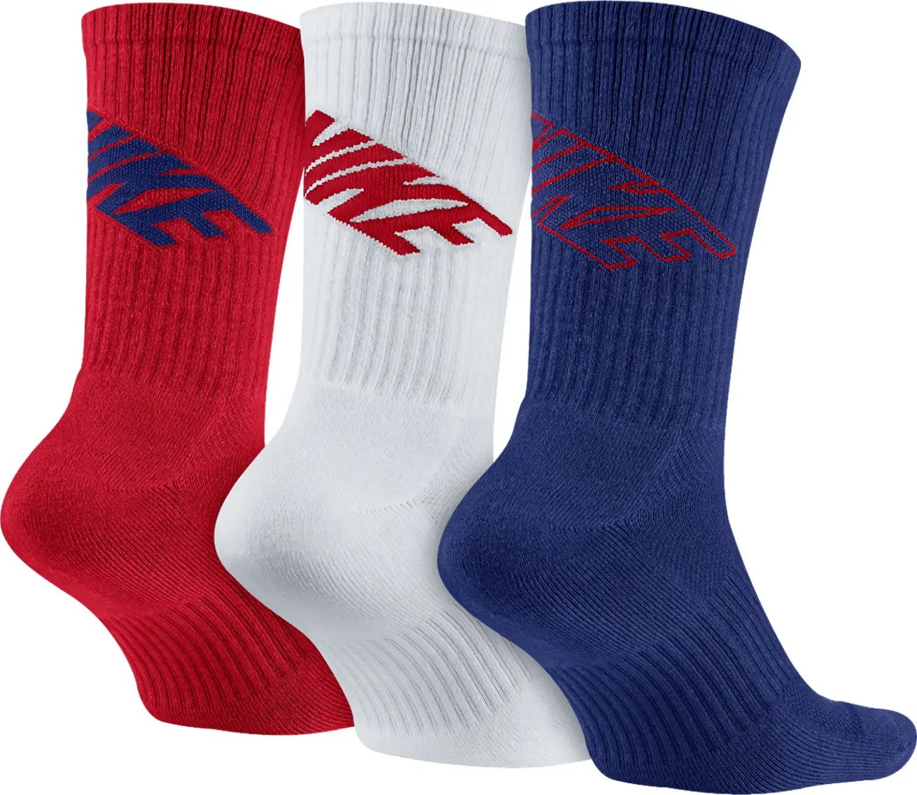 NIKE Socks DRIFIT COTTON FLY CREW Blue Red White 3 Pairs Alltricks.it