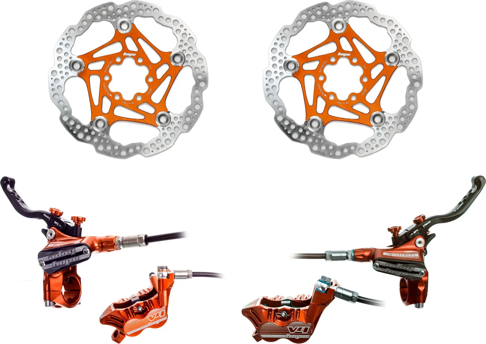 Hope Brake set Tech 3 V4 standard hose Floating Disc Orange