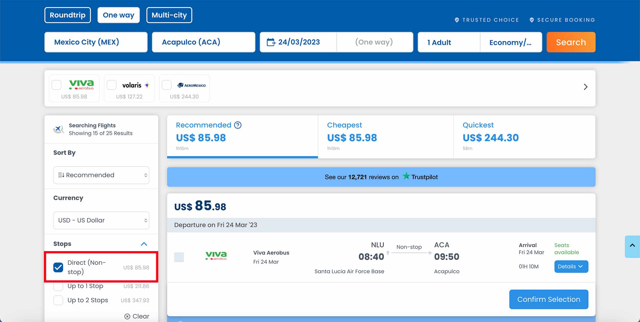 Search & Book Direct Flights to Acapulco 600 + Airlines