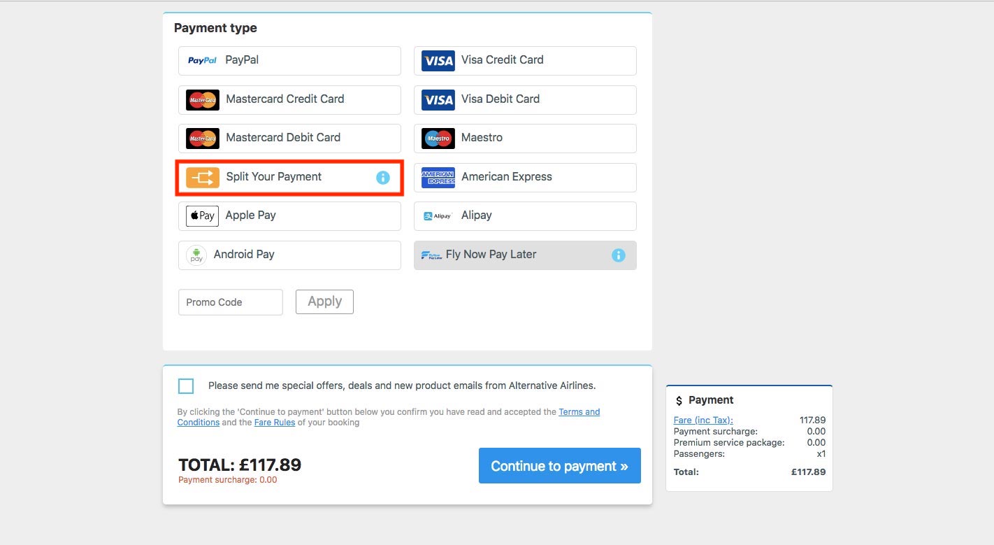 Split Payment on Flights Pay Using 2 Different Cards or PayPal
