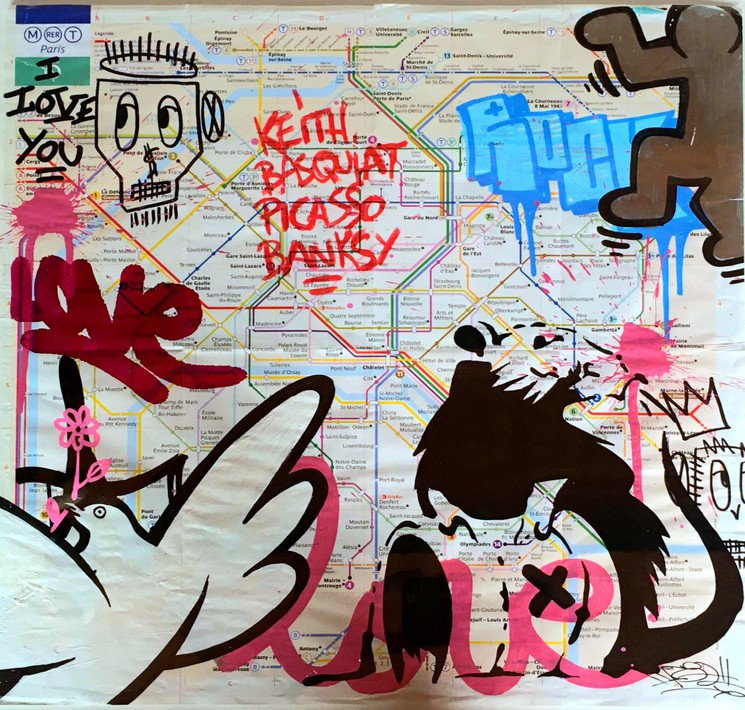 Banksy Picasso Metro Map Of Paris By Fat 2020 Painting Artsper 1084566