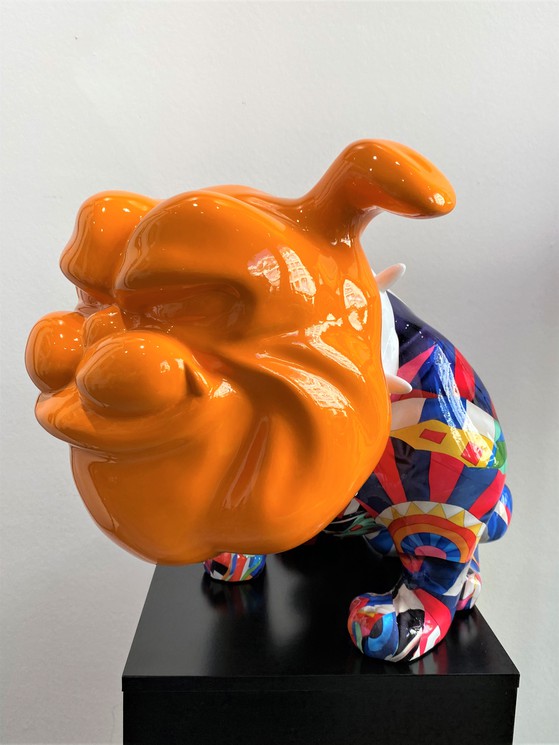 Végas bulldog pop art blue Hermès géométrique by Christophe Comerro