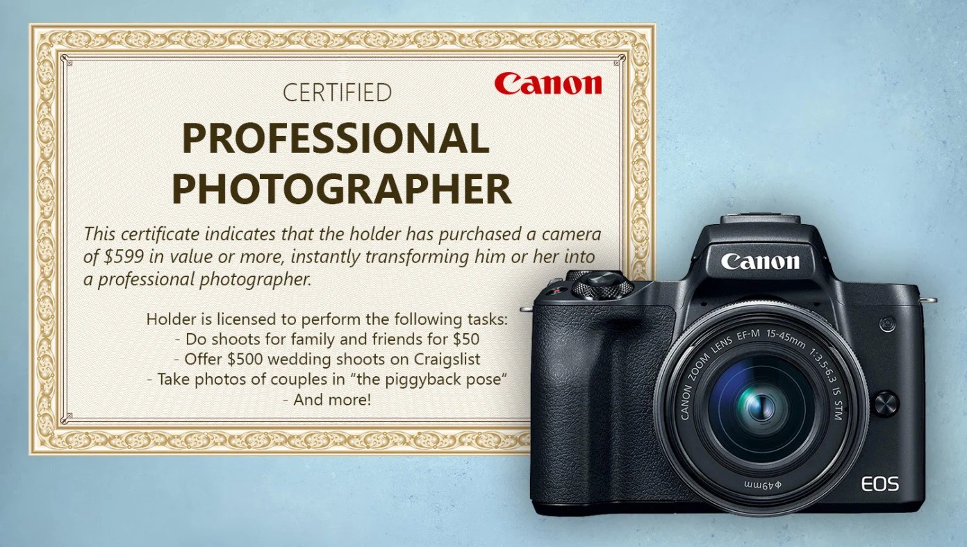 Canon Now Including 'Professional Photographer' Certificate With All