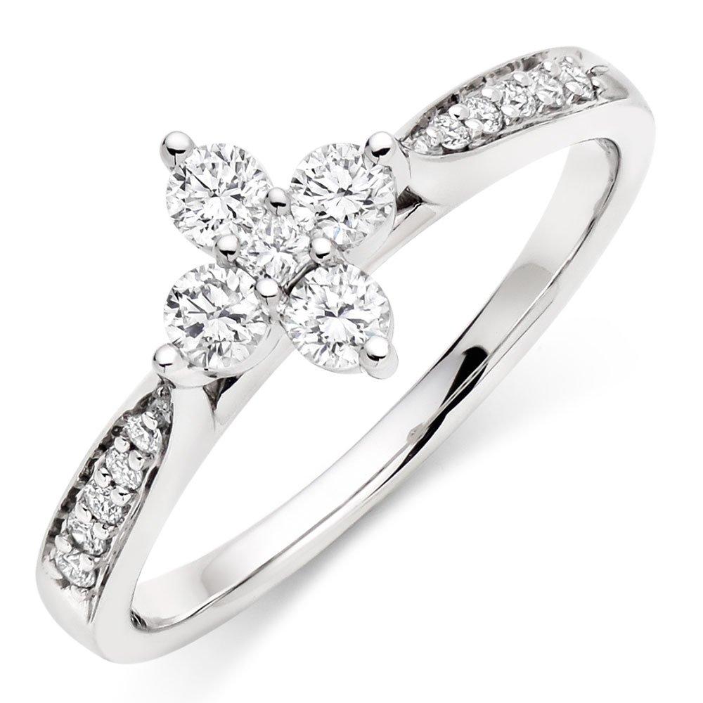 18ct White Gold Diamond Cluster Ring 0009878 Beaverbrooks the Jewellers