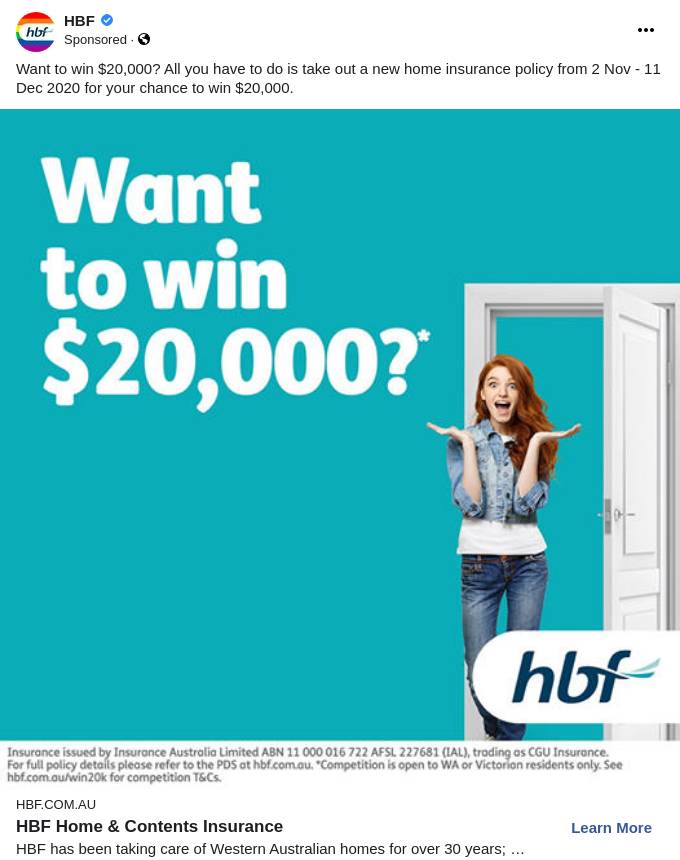 HBF Home, Contents & Landlords Insurance Ad Bigdatr