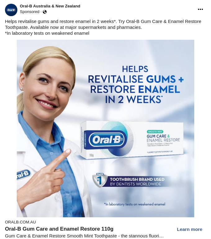 OralB Gum Care and Enamel Restore 110g OralB Ad Bigdatr