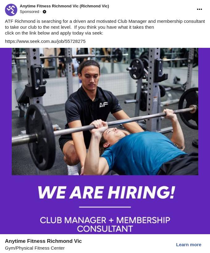 Full Time Club Manager + Full Time/Part Time Membership Consultants Positions Job in Melbourne