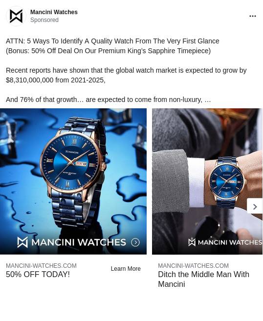 Mancini Watches Ad