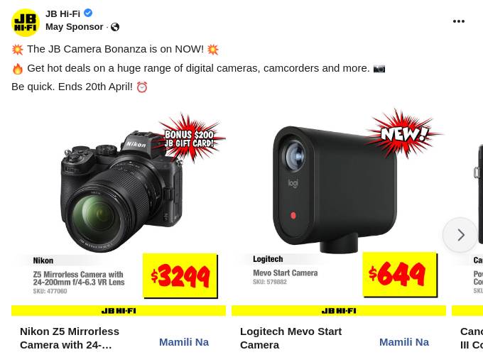 Nikon Z5 Mirrorless Camera with 24200mm f/46.3 VR Lens JB HiFi Ad