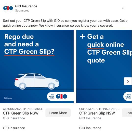 CTP Green Slip Insurance for NSW GIO Ad