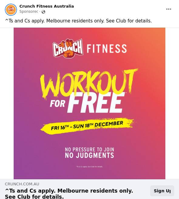 Crunch Fitness The Original No Judgments Gym! Ad Bigdatr