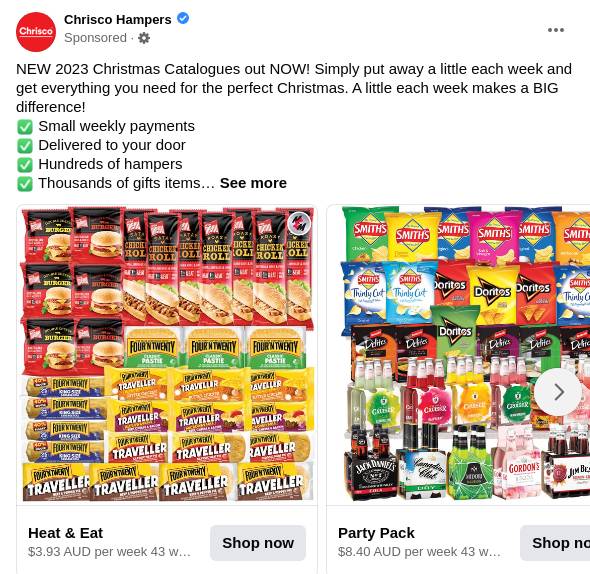 Product Chrisco Hampers site Ad Bigdatr