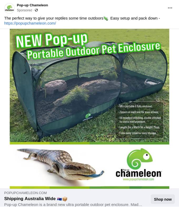 Popup Chameleon Portable outdoor pet enclosures Ad Bigdatr