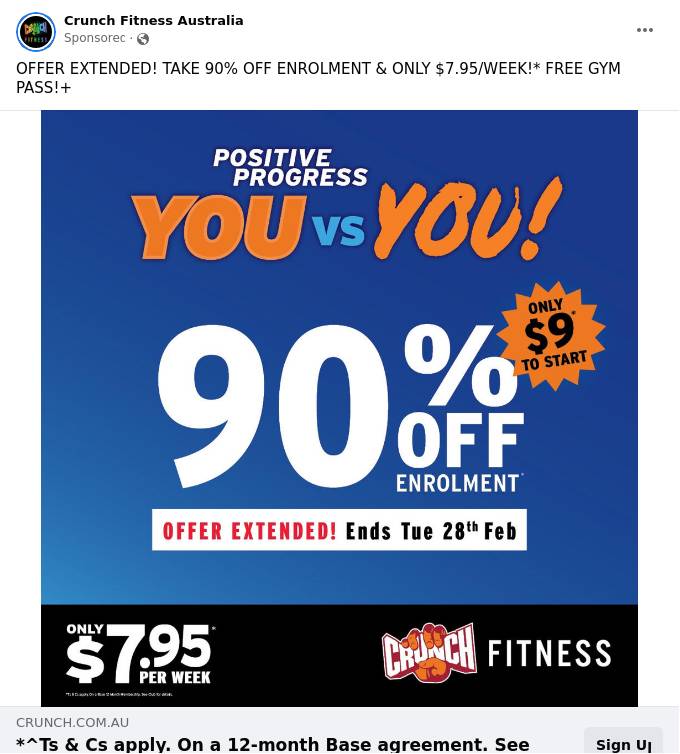 Crunch Fitness The Original No Judgments Gym! Ad Bigdatr