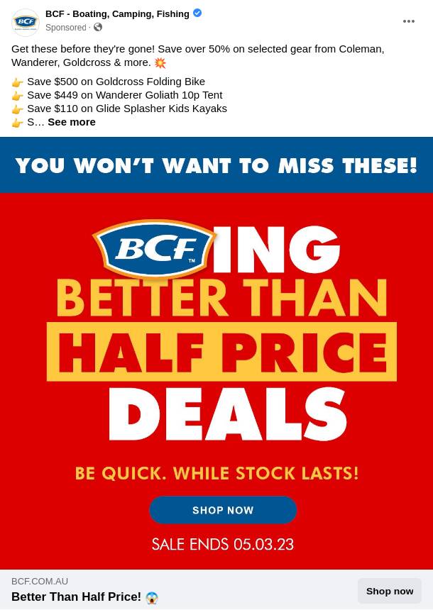 Better than Half Price BCF Ad Bigdatr