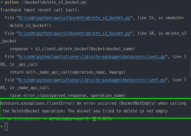 Delete S3 Bucket Using Python and CLI