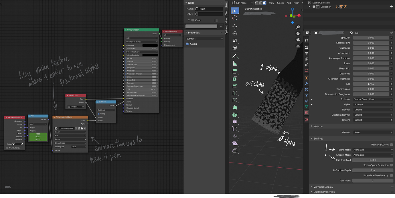 How do you use the Alpha channel of Vertex Colors? Materials and