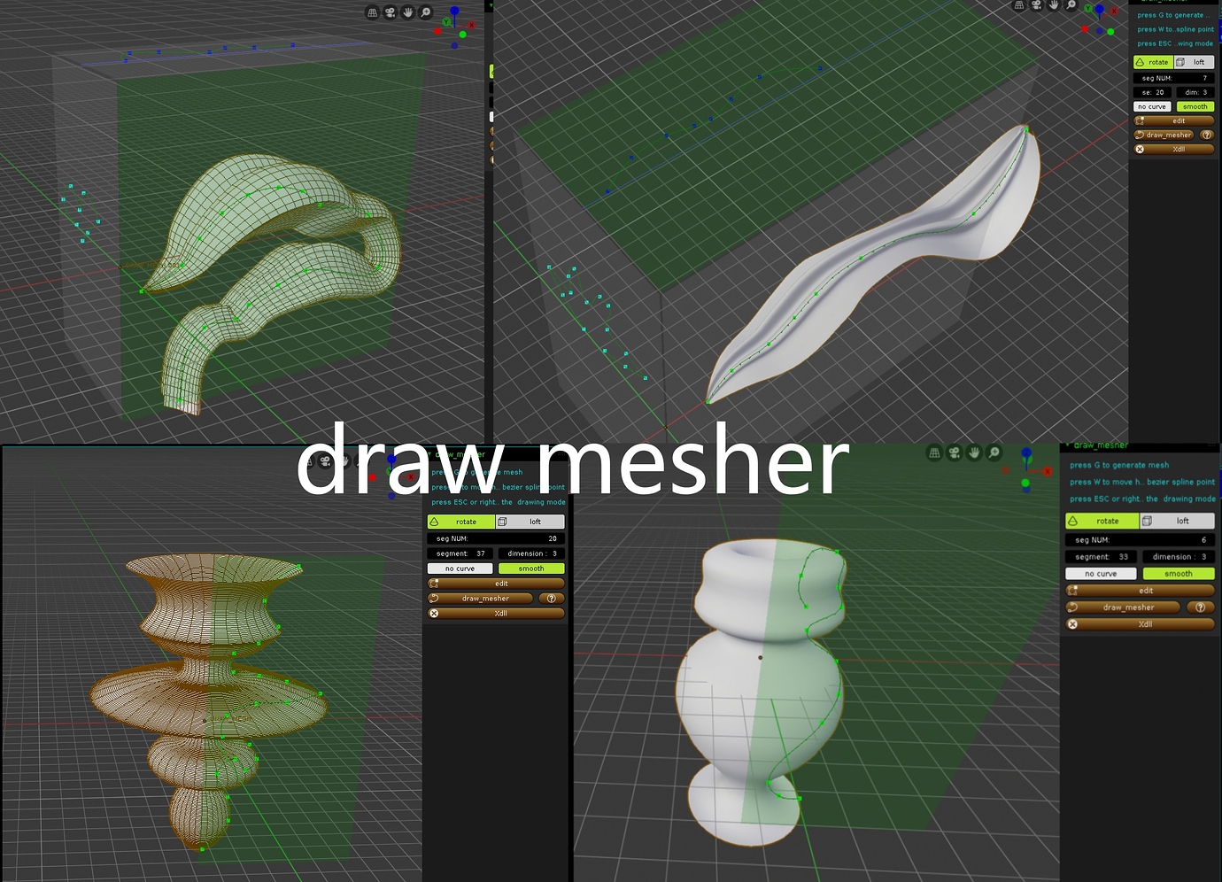 Draw_mesher (generate curved surfaces mesh directly from sketching,C++
