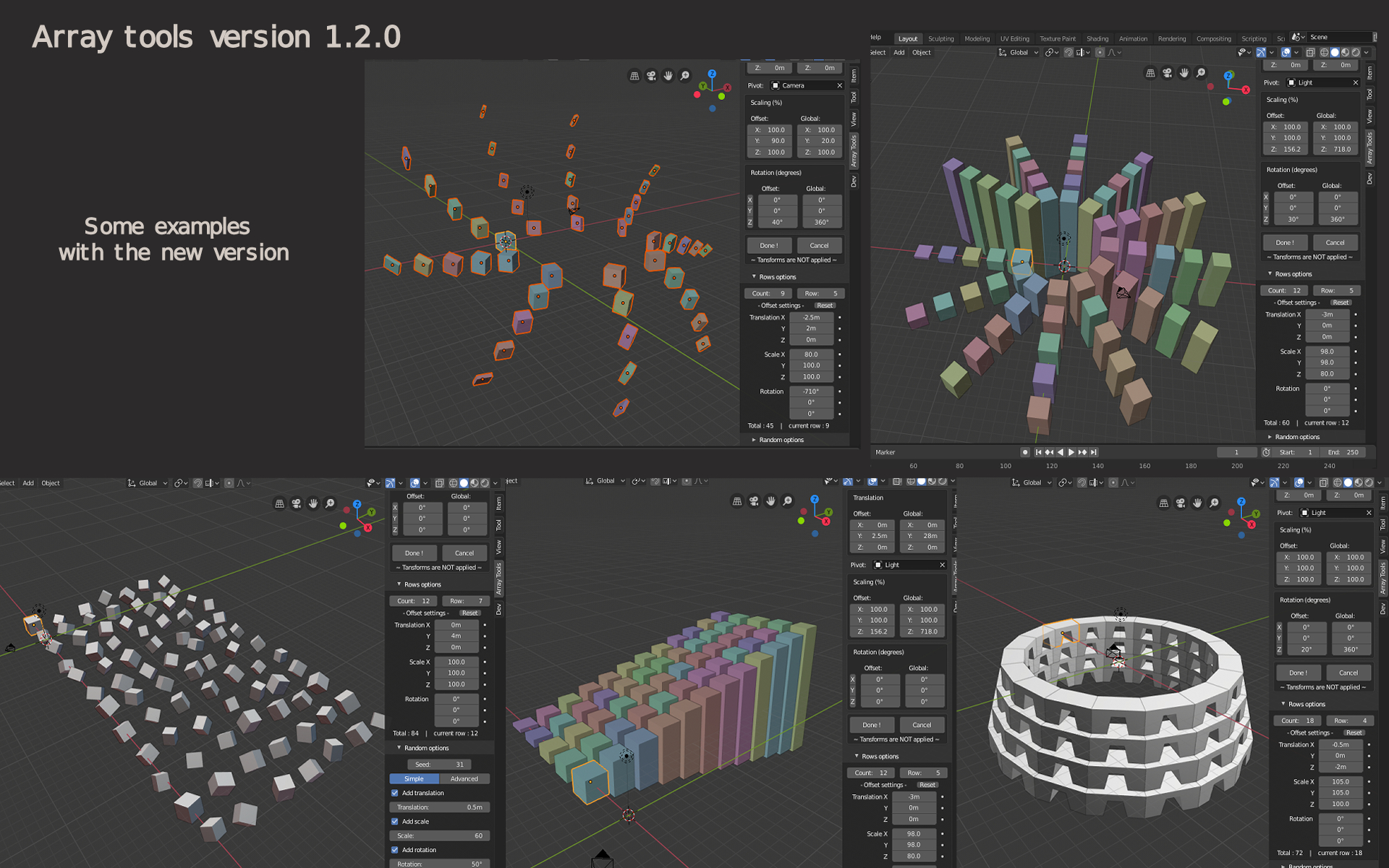 Array tools, all in one for translation, scale and rotation array
