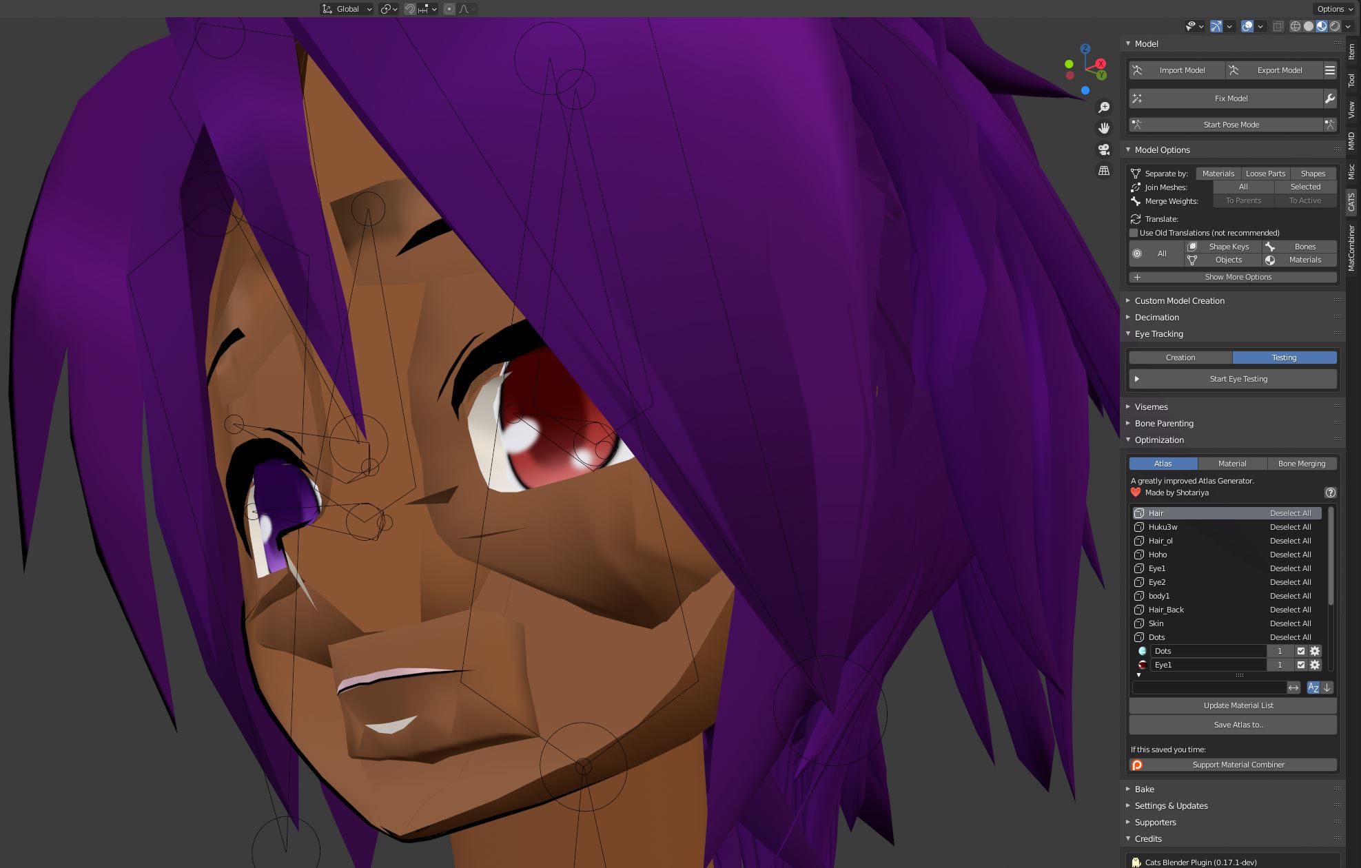 Help! Why is my model's eyes/mouth clipping through face? Materials