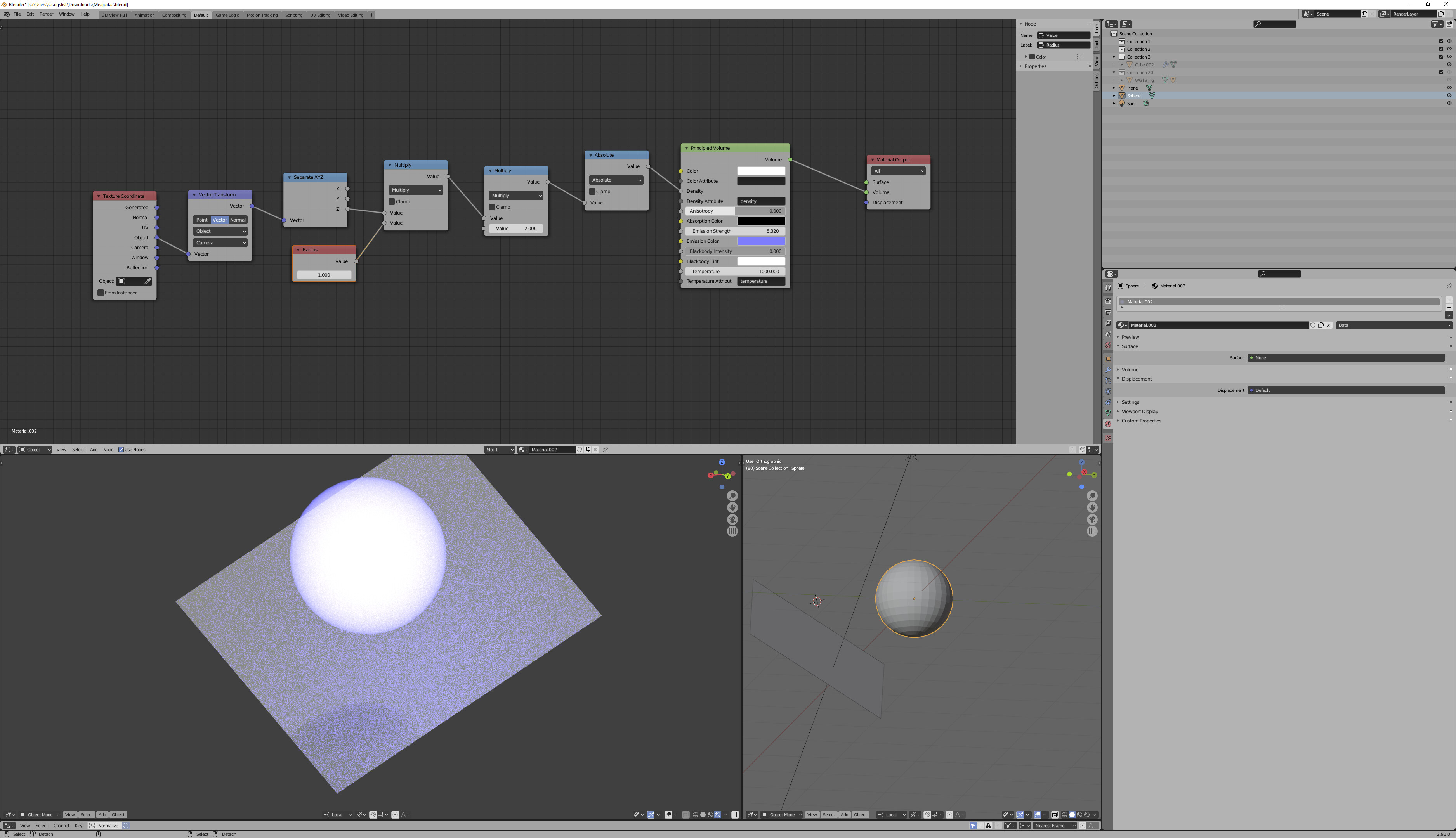 How can I create Volume Density based on the thickness of the object