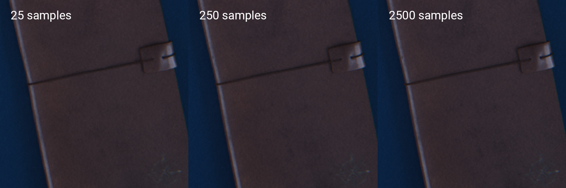 Comparison (25 sample / 250 Samples / 2500 samples) + Intel Denoiser Blender Tests Blender