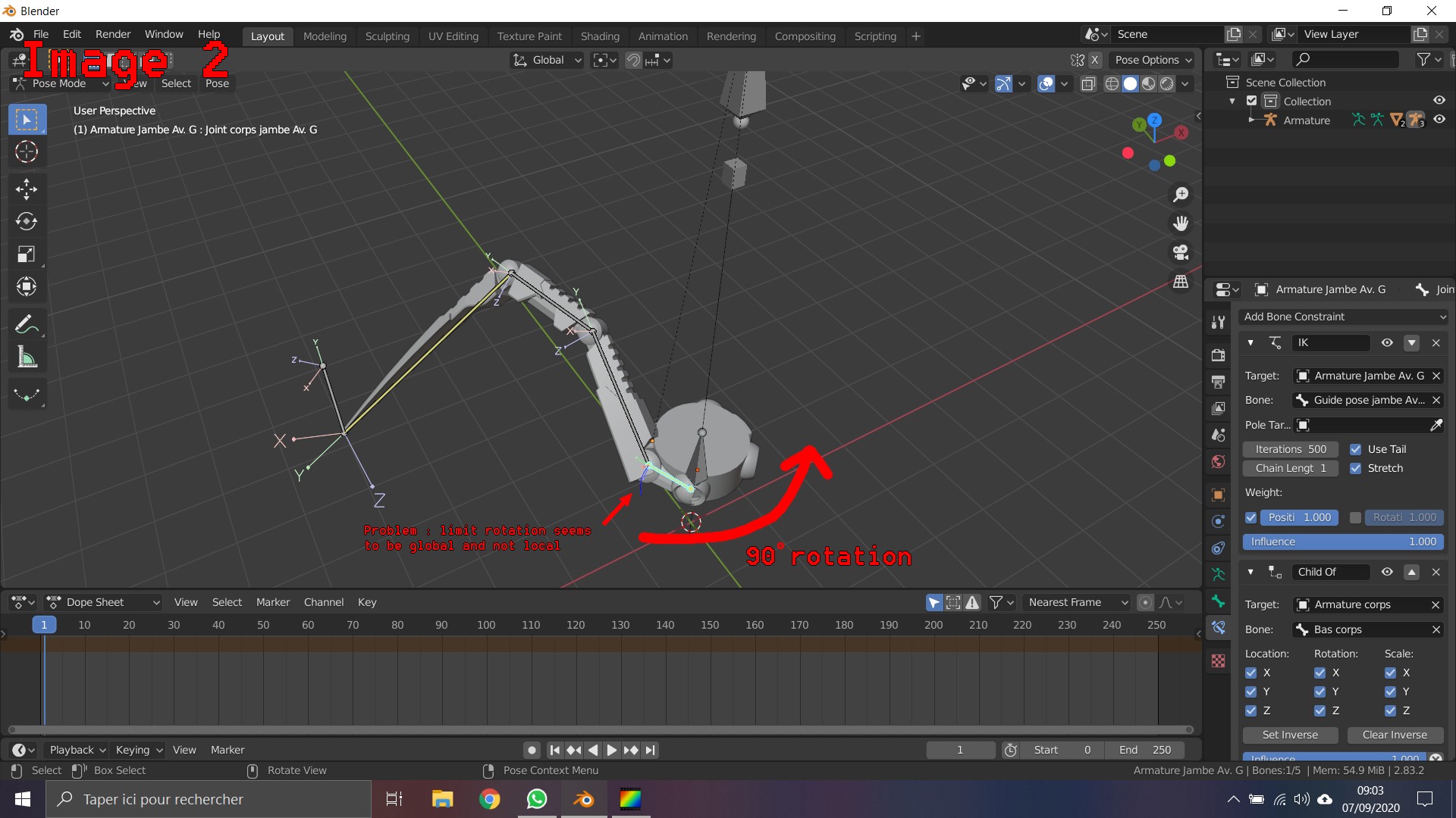 Limit rotation on IK chain is global and not local Animation and