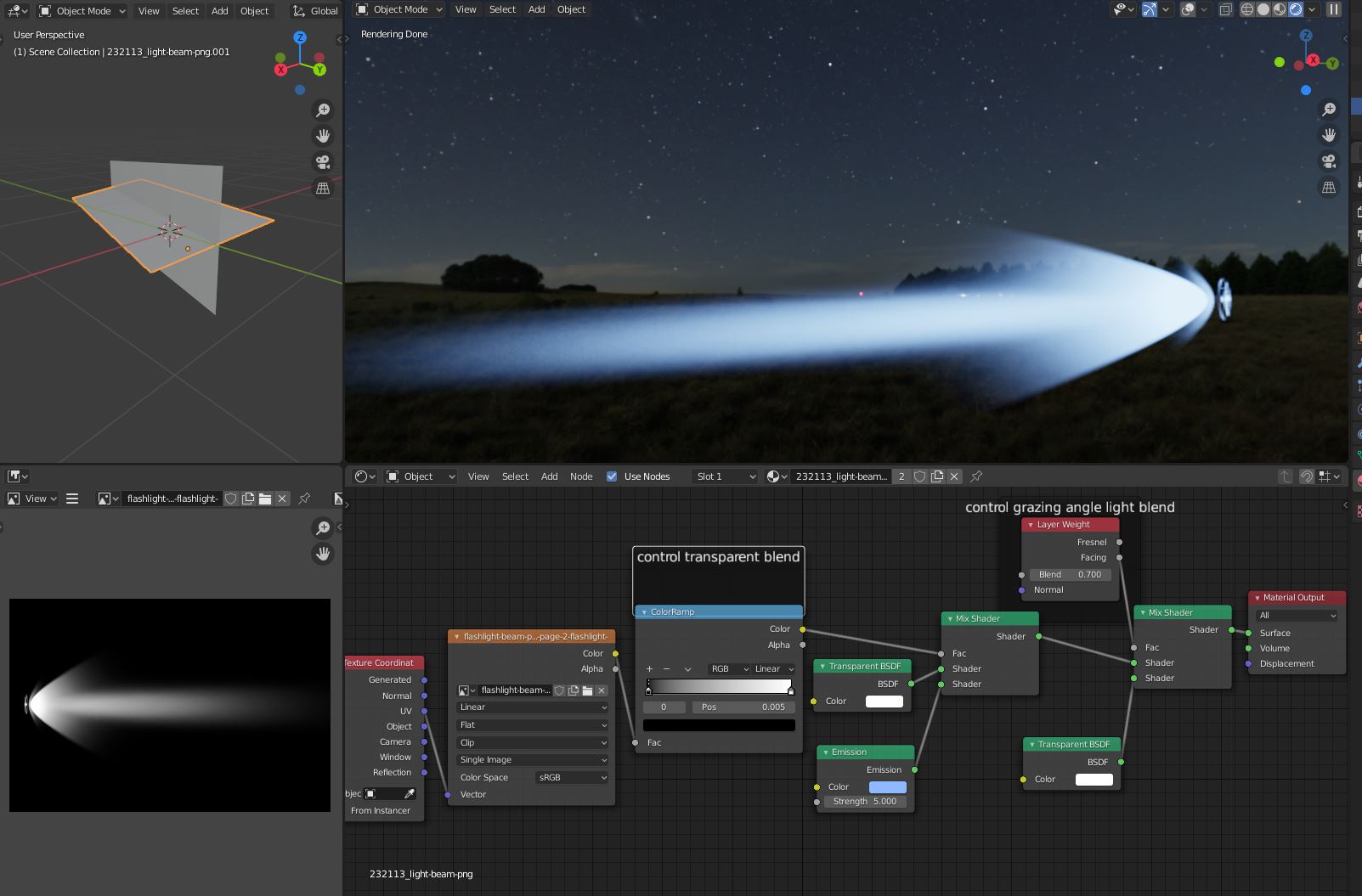 How to make light beam with volume scatter correctly? Materials and