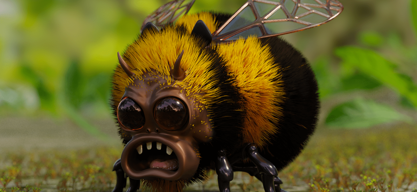 Angry Mutant Bumble Bee Process Video BlenderNation
