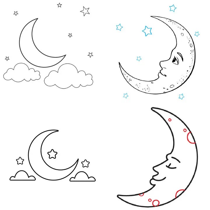 20 Easy Moon Drawing Ideas How To Draw A Moon Blitsy