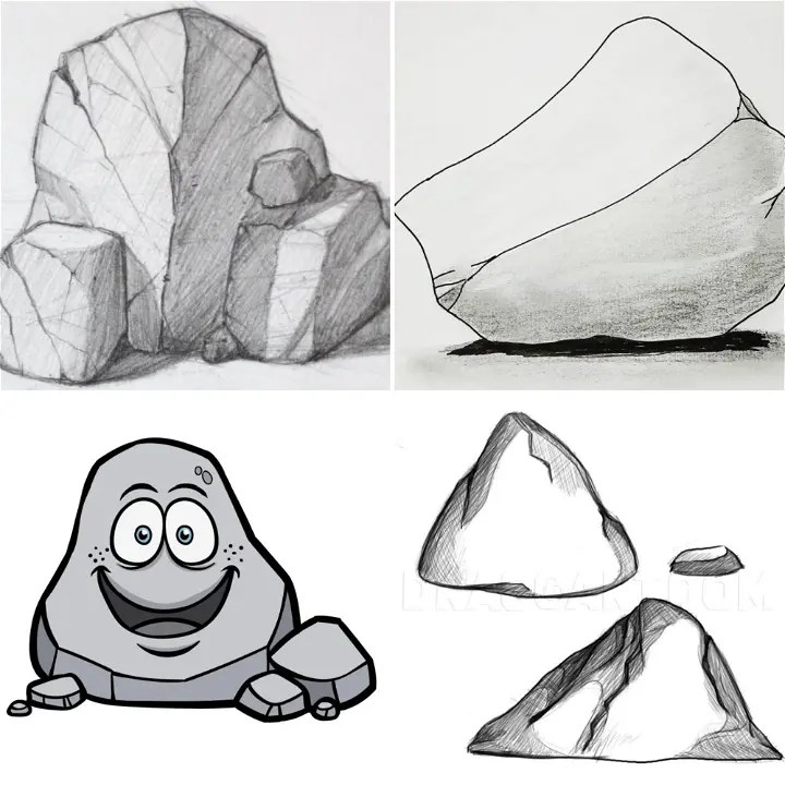 25 Easy Rocks Drawing Ideas How to Draw Rocks