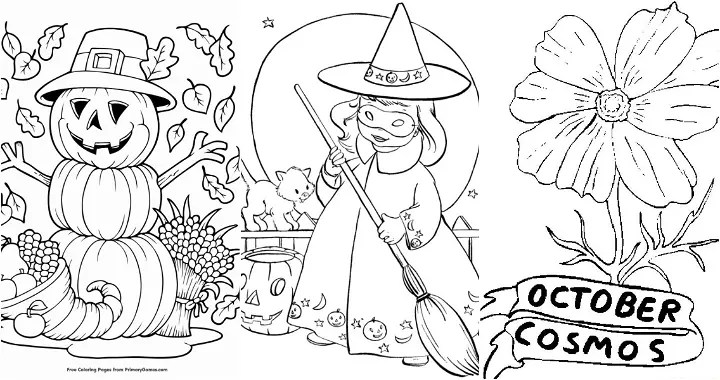 20 Free October Coloring Pages for Kids and Adults