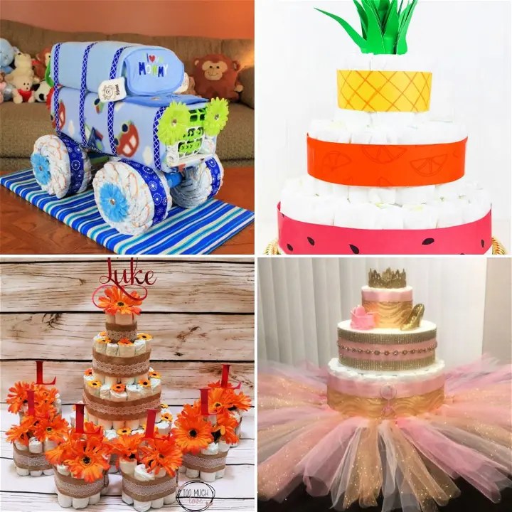 30 Unique Diaper Cake Ideas for Baby Showers (Girls & Boys)