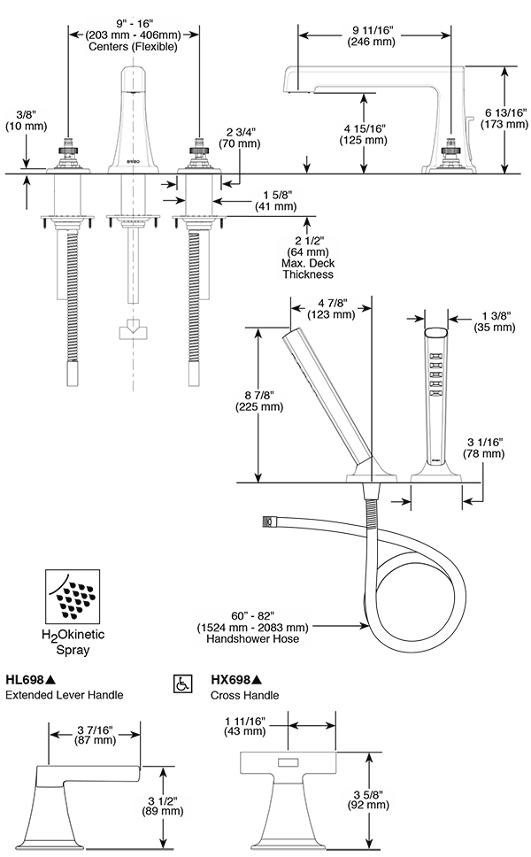 Levoir® Roman Tub Faucet Less Handles