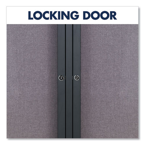 Enclosed FabricCork Board, 48 X 36, Gray Surface, Graphite Aluminum Frame