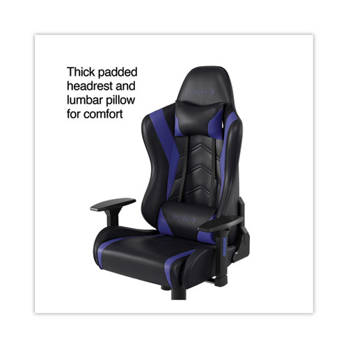 Vartan Bonded Leather Gaming Chair, Supports Up to 275 lbs, Blue/Black