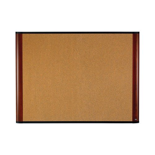 Cork Bulletin Board, 48 X 36, Aluminum Frame W/mahogany Wood Grained Finish
