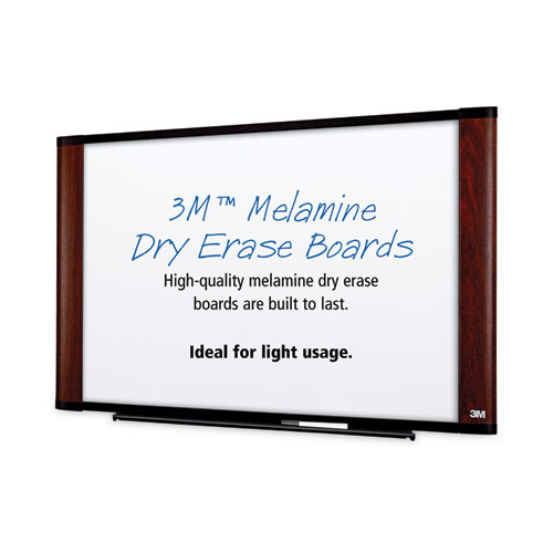 Melamine Dry Erase Board, 48 X 36, Mahogany Frame