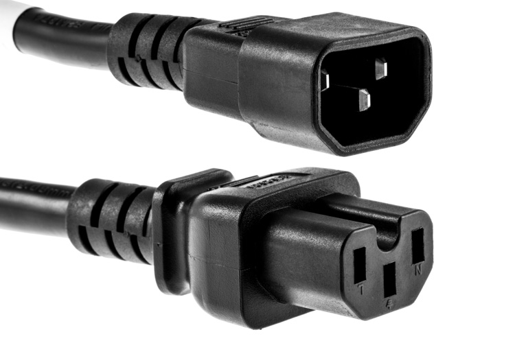 AC Power Cord C14 to C15 14 AWG 1 ft Black