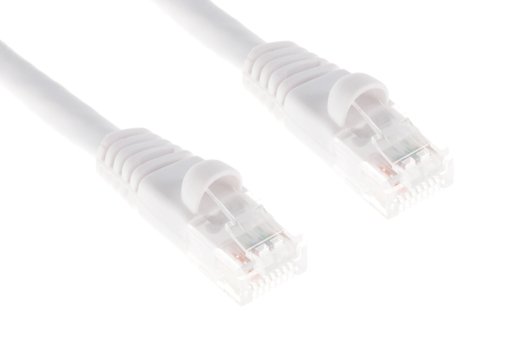 5ft White CAT6 Patch Cable, 50 Pack Snagless HalfMoon Patch