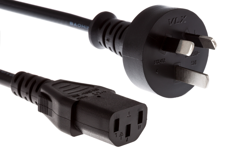 AC Power Cord AS3112 to C13 1.0mm 2.5 Meters Black