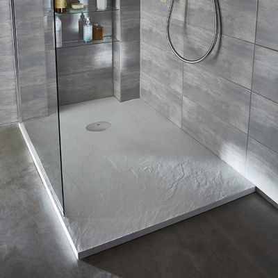 Receveur De Douche A Poser Resine Blanc Cooke Lewis Piro 80 X 160
