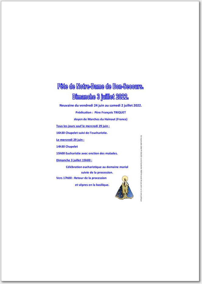 Neuvaine à Notre Dame de BonSecours