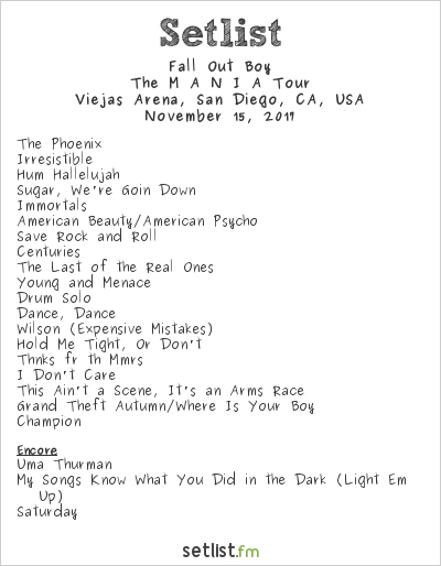 Fall Out Boy 2023 Tour Setlist Fall Out Boy Debut "Hold Me Tight Or Don't" In San Diego | Setlist.fm